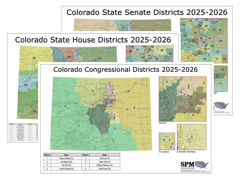 Colorado Political and State Legislative Wall Maps State Political Maps