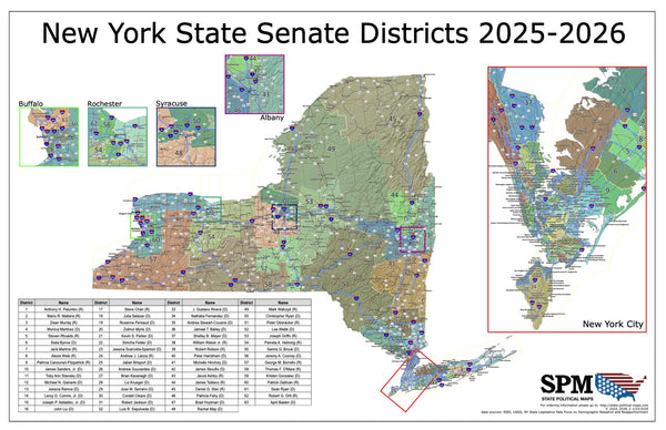 2025-2026 New York State Senate Wall Map