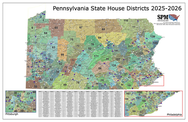 2025-2026 Pennsylvania State House Wall Map