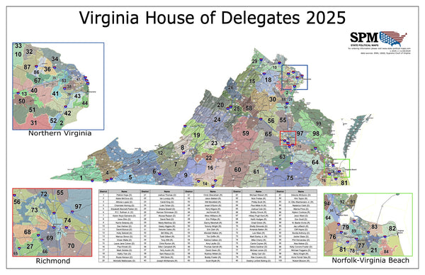 2025 Virginia House of Delegates Wall Map