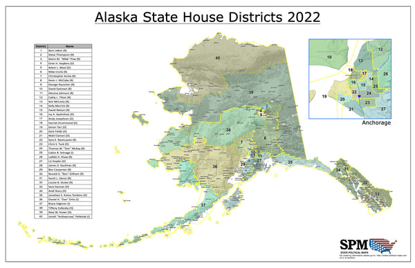 2023-2024 Alaska State House Wall Map