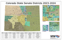 2023-2024 Colorado State Senate Wall Map