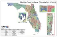 2023-2024 Florida Congressional Districts Wall Map