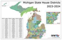 2023-2024 Michigan State House Wall Map