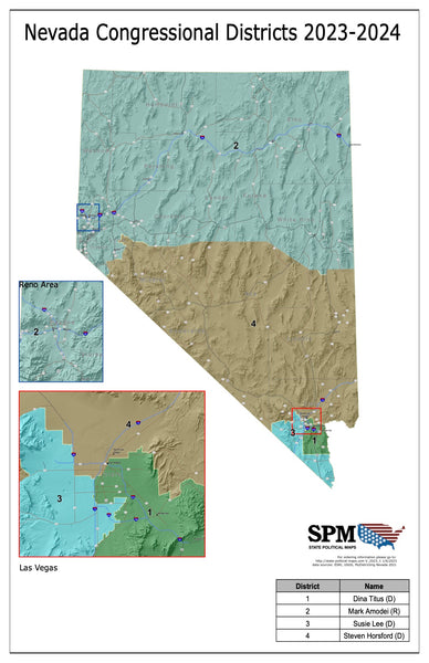 Nevada Political and State Legislative Wall Maps – State Political Maps