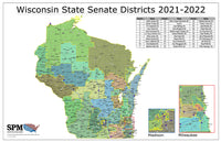 2022 Wisconsin State Senate Districts Wall Map
